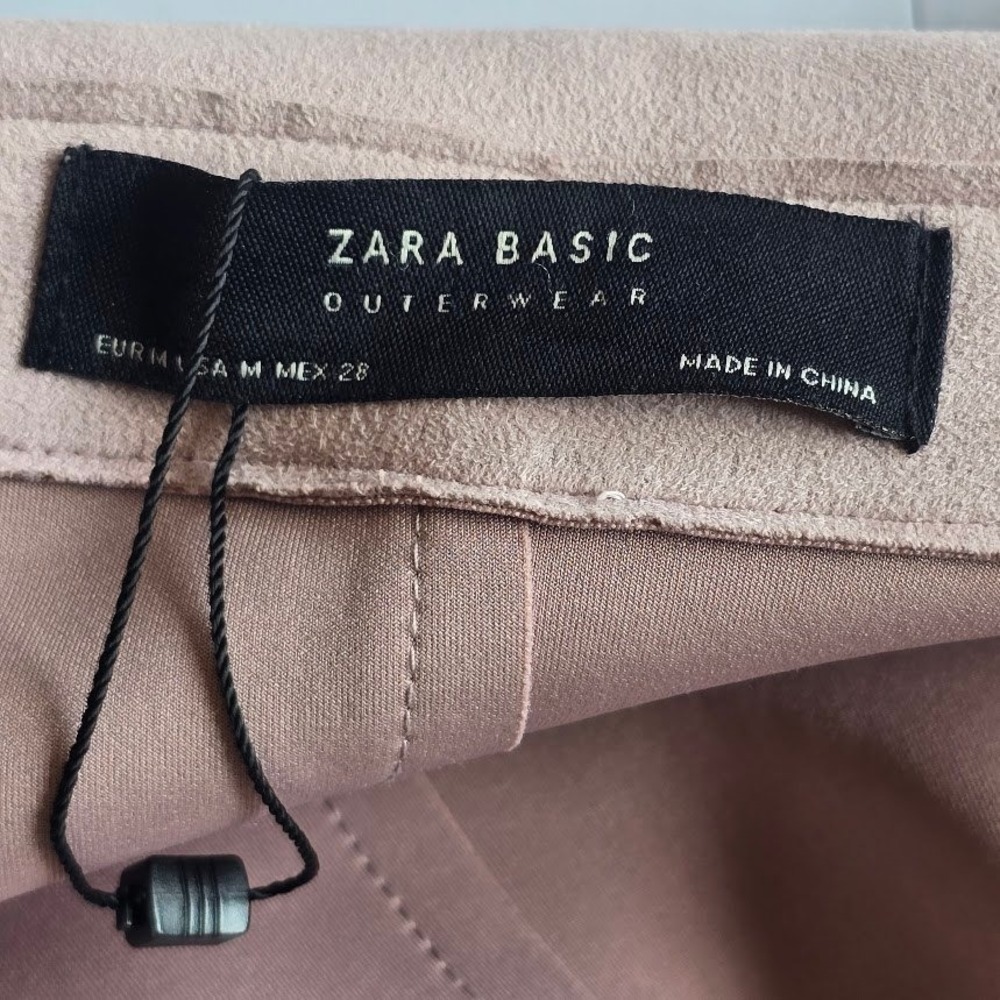 Zara Trench Coat Womens M Pink Faux Suede Belted Minimalist Romantic Parisian - Picture 14 of 16